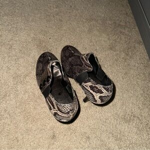 Snake Skin Print Heeled Booties